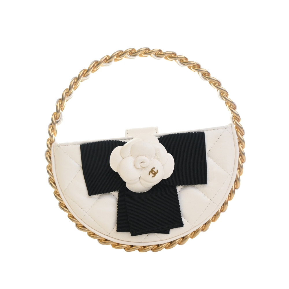 Pre-Loved Chanel Mini Lambskin Round Camellia Clutch